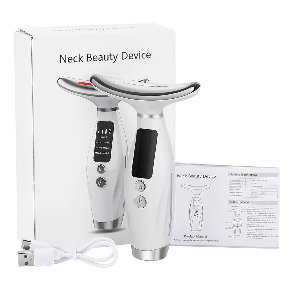 Electric Neck Lifting Beauty Device 7 Modes Facial Massager LED Lights Vibration Face Massage Double Chin Neck Lifting Massagers