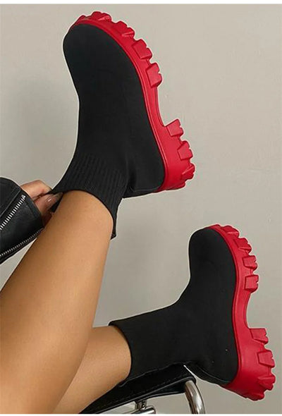 Women Boots Autumn Winter Boots Slip on Knitted Socks Shoes Women 2022 Platform Boots with Heels Botas De Mujer Female Botines