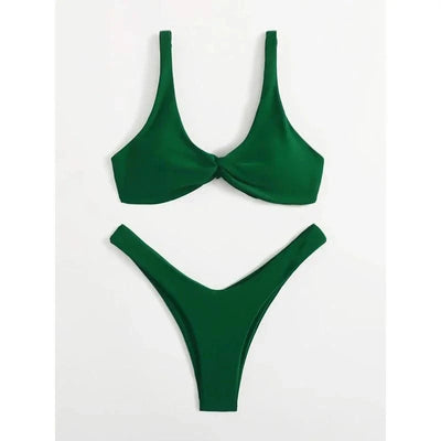 OIINAA Bathing Suit Women Solid Sexy Swimsuit Bow Tie Drawstring Lace Up Summer Bikini Set Two-pieces Beachwear Thong Biquinis