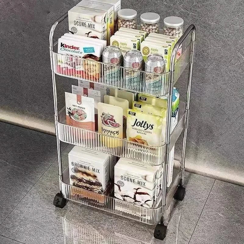Acrylic Trolley Multilayer Transparent Storage Rack Living Room Snack Storages Shelf Bathroom Mobile Shelf with Wheel Home Items