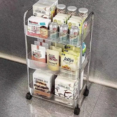 Acrylic Trolley Multilayer Transparent Storage Rack Living Room Snack Storages Shelf Bathroom Mobile Shelf with Wheel Home Items