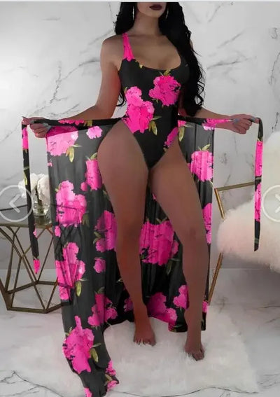 2024 New Summer Bikinis Set Sexy Backless Print Bikinis 3 Piece Set Women Smock Split Swimsuit High Waist Vacation Beach Bikinis