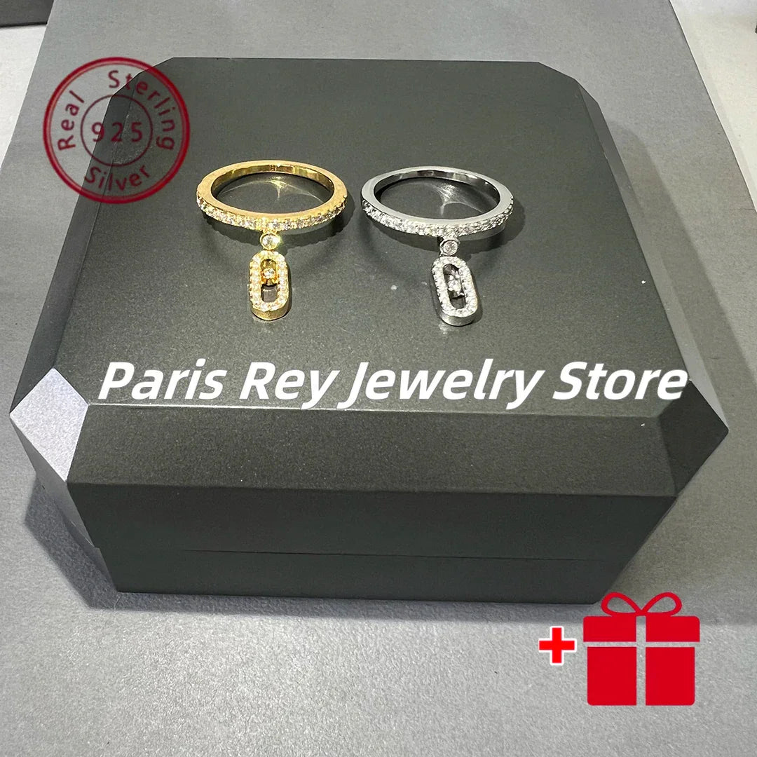 Luxury Classic S925 Inlaid Sliding High Beauty Ring Women's Jewelry Ring Luxury Party Girlfriend Anniversary Gift