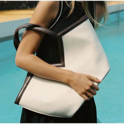 Fashion Brand Designer Tote Bags Light Luxury High-end V-shaped Handbag Simple Versatile Canvas Bag Large Capacity Shoulder Bags