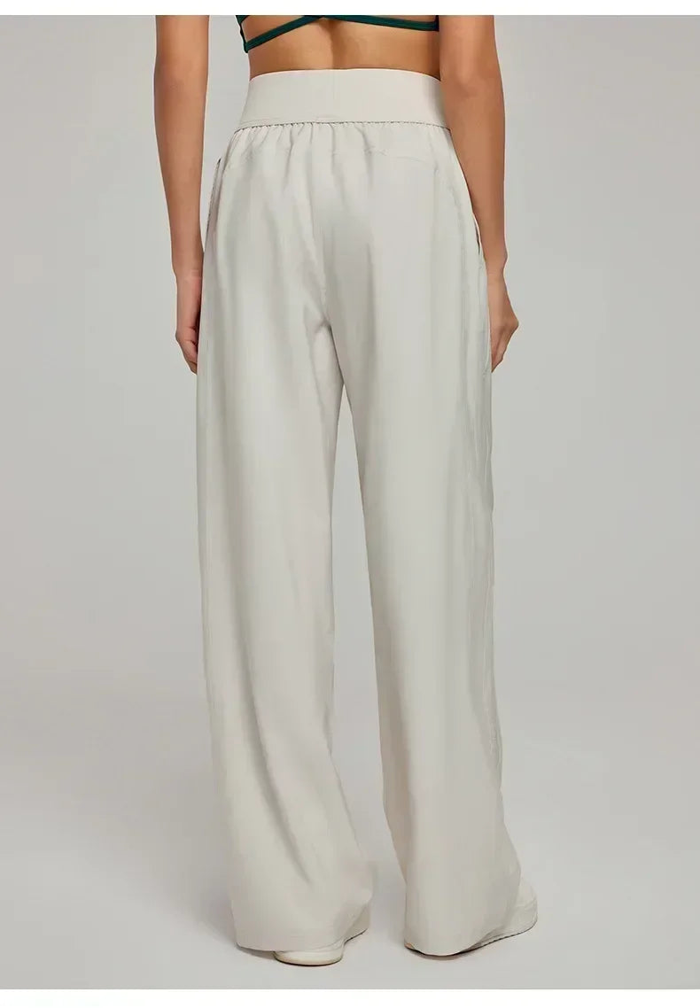Women's High Waisted Hip Lifting Yoga Wide Leg Pants Athletic Casual Fitness Pants
