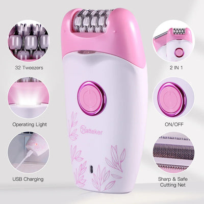 Hatteker Electric Epilator for Women Facial Body Hair Removal Machine Legs Depilatory Tool for Skin Care Razor Shaver