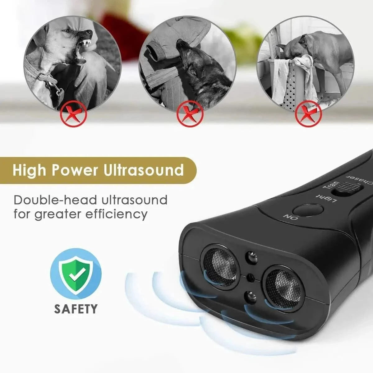 Pet Dog Repeller Anti Barking Stop Bark Dogs Training Device LED Ultrasonic Dogs Adapter Without Battery Pet Supplies Wholesale