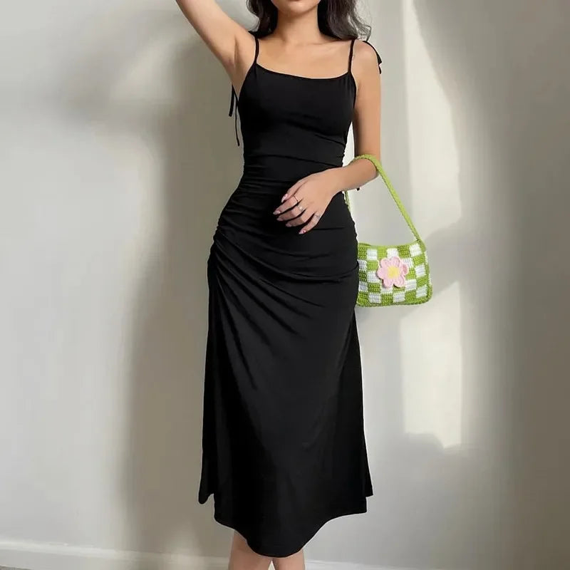 2024 Summer Dresses For Women Sexy Bodycon Elegant Satin Slip Sleeveless Backless Outfits Ladies Birthday Party Club Sundress