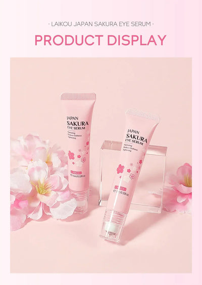LAIKOU Sakura Eye Serum Eye Roller Massage Hyaluronic Acid Skin Care Eye Bags Cream Moisturizing Dark Circles 15ml