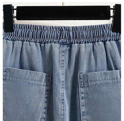 Plus Size Denim Shorts For Women 2024 Summer New Arrivals High Elastic Waist Soft Tencel Loose Blue Jeans Shorts Female Hot Sale