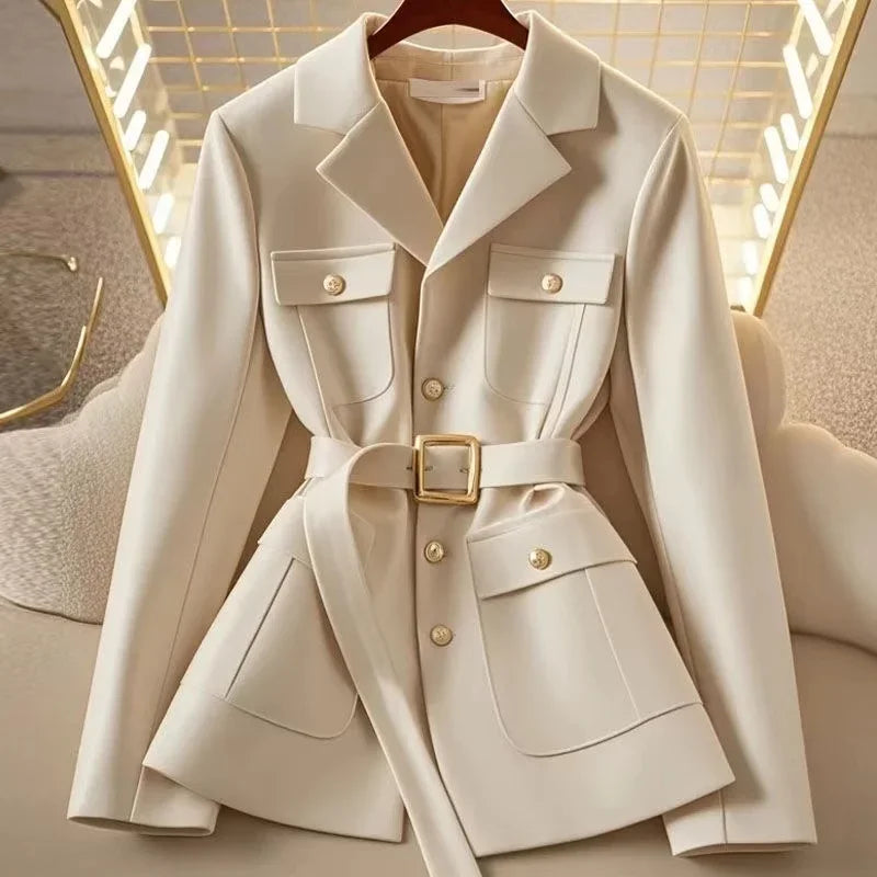 Women's Blazer Coat New 2025 Autumn Long Sleeve Casual Single Breasted Elegant Office Waist Ladies Suit Jacket lady Outerwear