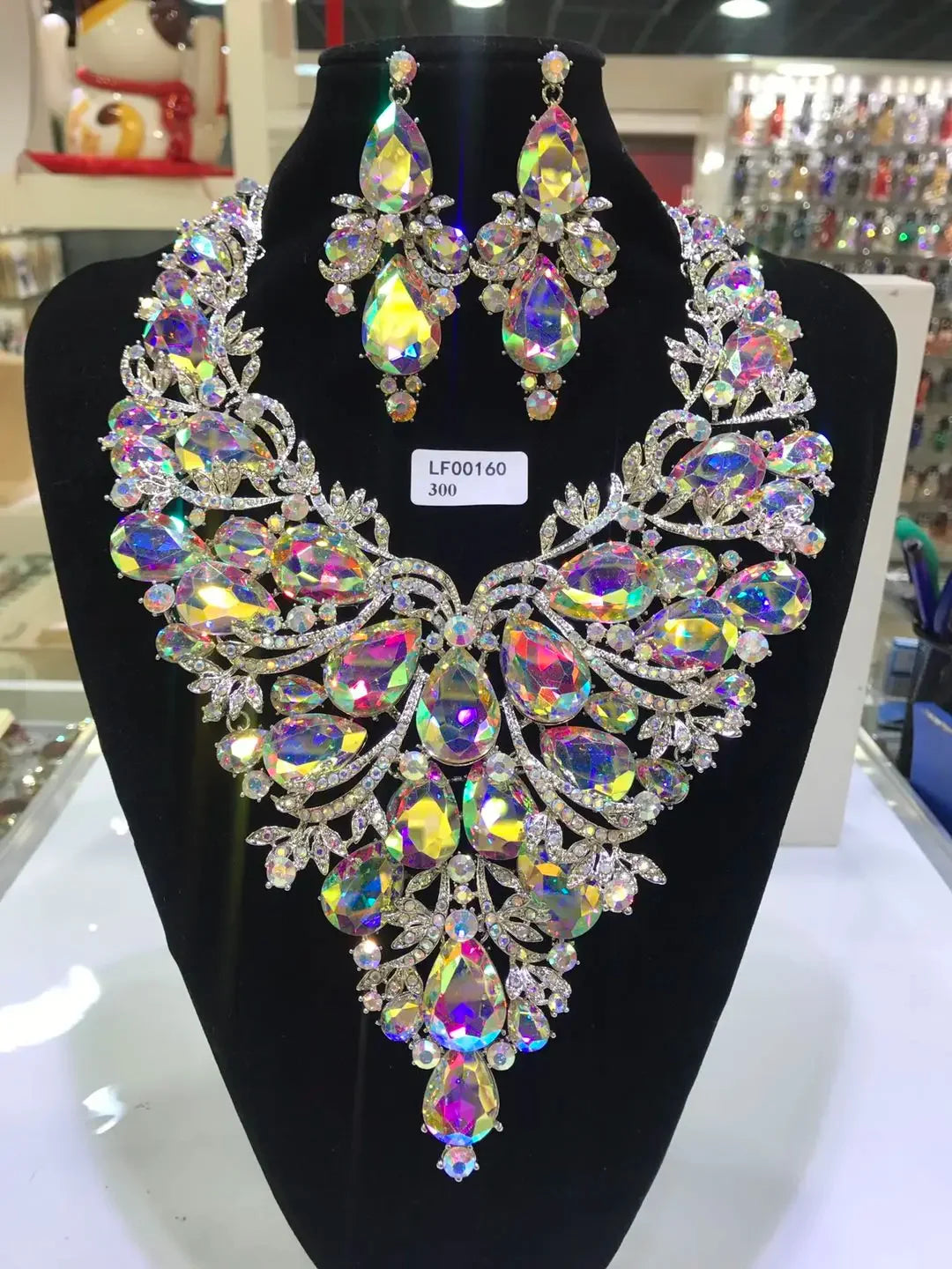 Women Luxury Necklaces Set Wedding Delicate Fashion Jewelery Set Crystal Rhinestone Earrings Jewelry Sets