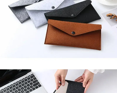 Felt Envelope Mobile Phone Bag Storage Pouch Wallet Credit Card Holder Business Change Purse Bag Thin Wallet Card Holde