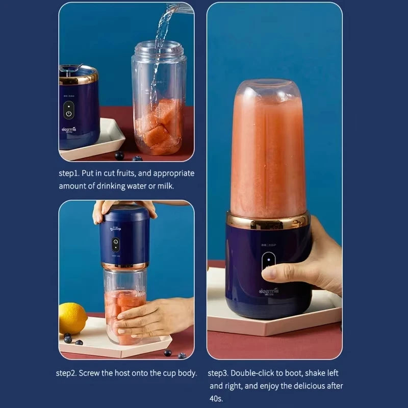 Portable Blender & Juicer 2-in-1 - USB Rechargeable Includes 6 Blades & Double Cups Ideal for Smoothies Iced Drinks & Halloween