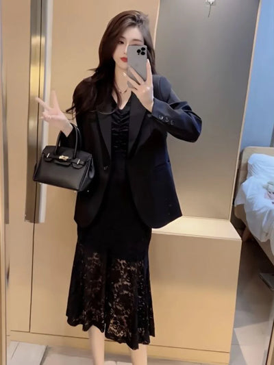 Dresses For Women Long Sleeve Woman Dress Prom Black Party Evening Lace Offer Aesthetic Hot Elegant Chic Fashion Summer 2024 Y2k