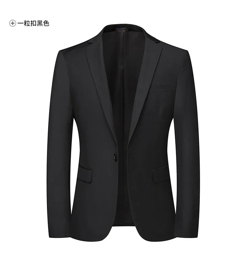2025 Blazer New Men's Fashion Business Solid Color British Style Professional Work Groom Wedding Dress Best Man Blazer Jacket