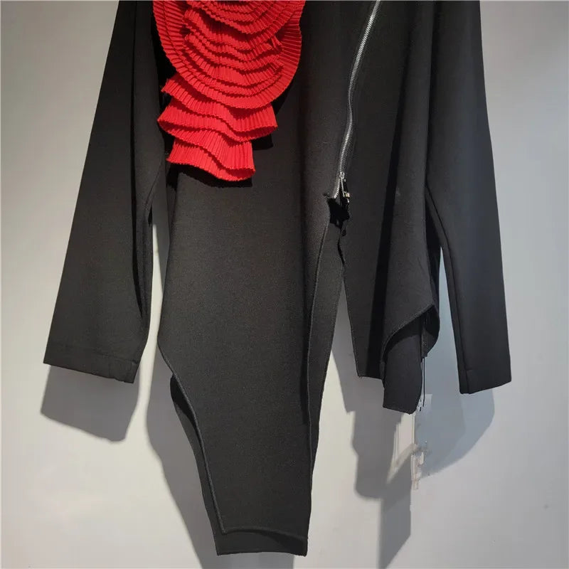 YEAE 2025 Spring New Items Fashion Flower Patchwork Loose T-shirts For Women Irregular Long Sleeves Tops Female
