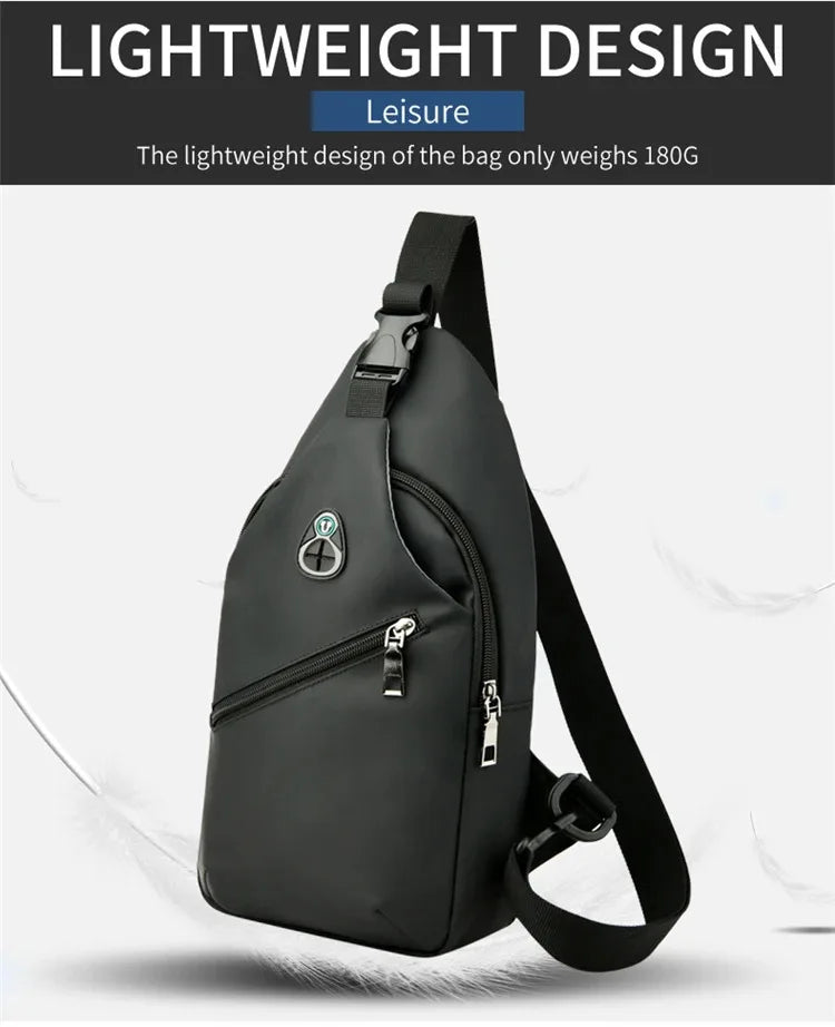 Men Fashion Laptop Waist Packs Trendy Computer Chest Bag Usb Shoulder Bag Leisure Chest Bag Large Capacity Crossbody Bag