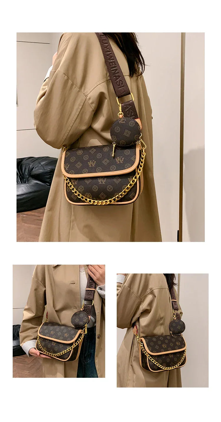 Designer Women's Leather Handbag - Elegant Crossbody Shoulder Messenger Bag Luxury Brand Tote Purse Stylish Ladies