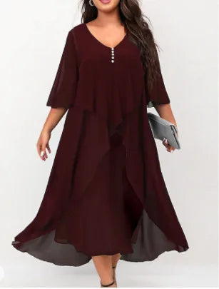 Summer Plus Size Dresses For Women New Casual Patchwork Flower Print Long Sleeve Dress Retro Elegant Female Dresses