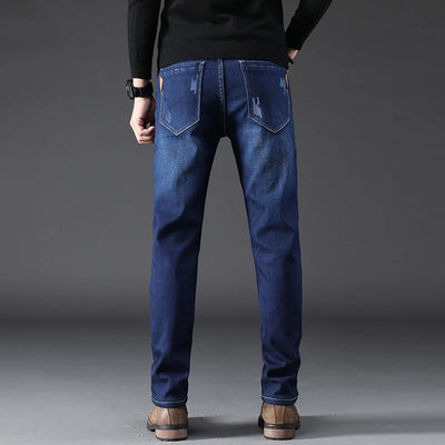 Men's Jeans Straight Leg Loose Elastic Business Casual Daily Versatile Men's Denim Pants 2025 New Outer Wear Men's Jeans Can Be Worn in All Seasons