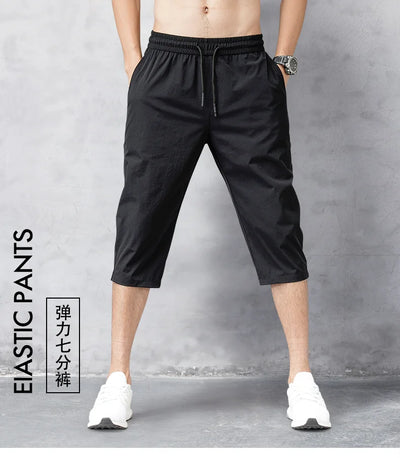 Summer Cropped Trousers for Men, Ice-Feel Breathable Stretch Trousers, Casual Versatile Shorts