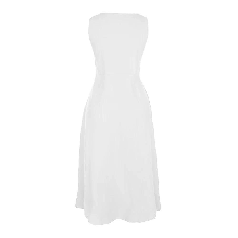 Cotton Linen Sleeveless Dress for Women Summer Pullover Skirt Vestidos Fashion Female Clothing Short Sleeved Loose Long Dress