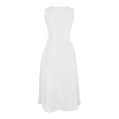 Cotton Linen Sleeveless Dress for Women Summer Pullover Skirt Vestidos Fashion Female Clothing Short Sleeved Loose Long Dress