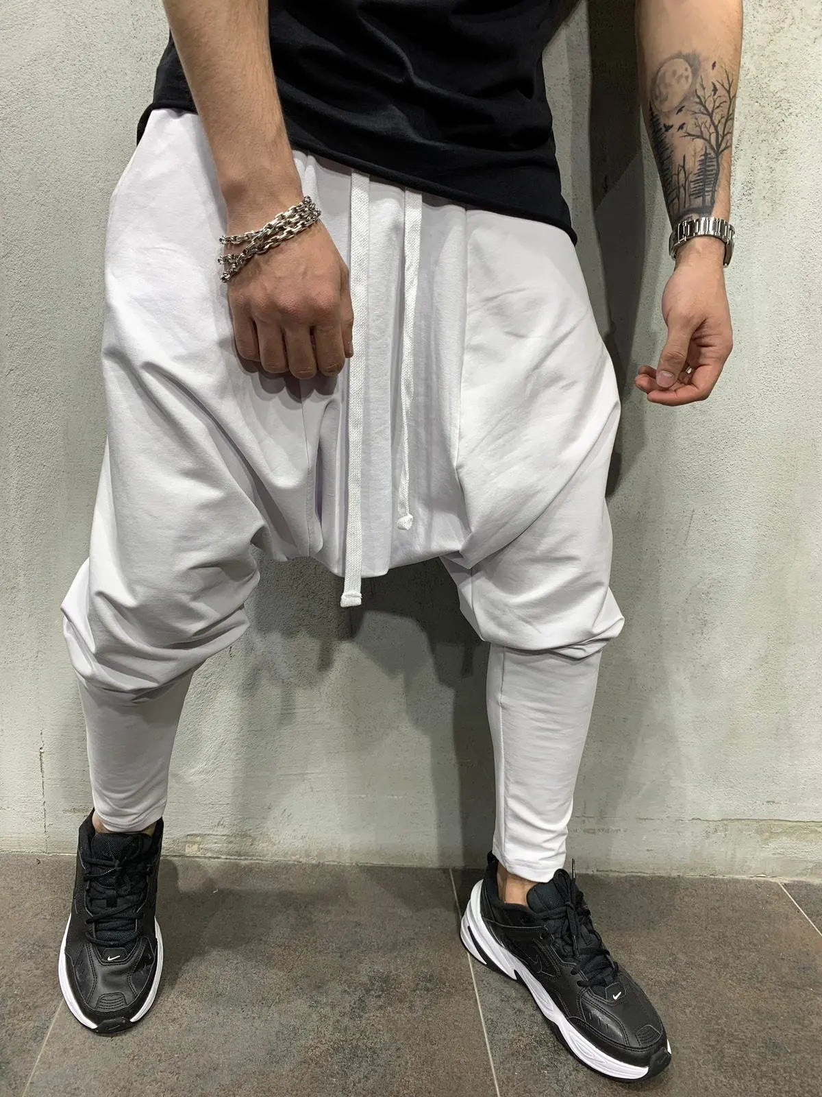 Men's Pants New Hip-hop Trend Trousers Loose Solid Color Small Feet Streetwear Sports Casual Harem Pants Full Length Trousers