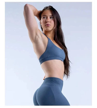 Sports Bra  Seamless Halter Neck Strap Bra Open Back Fitness Yoga Top Bras Support Women Workout Gym Crop Top