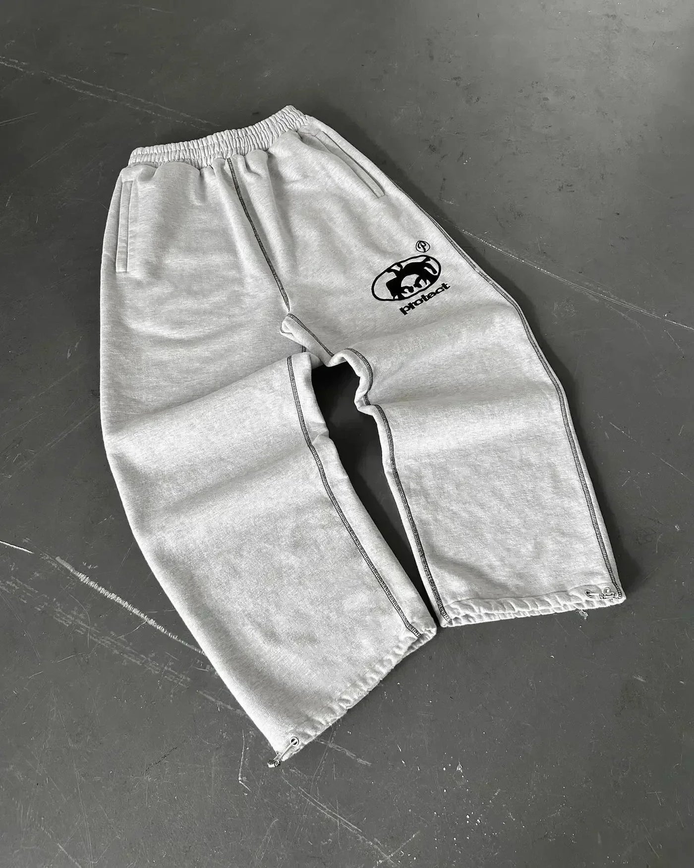 Harajuku embroidery pattern baggy pants retro loose sweatpants women joggers women pant leg zipper hip hop casual crop pants