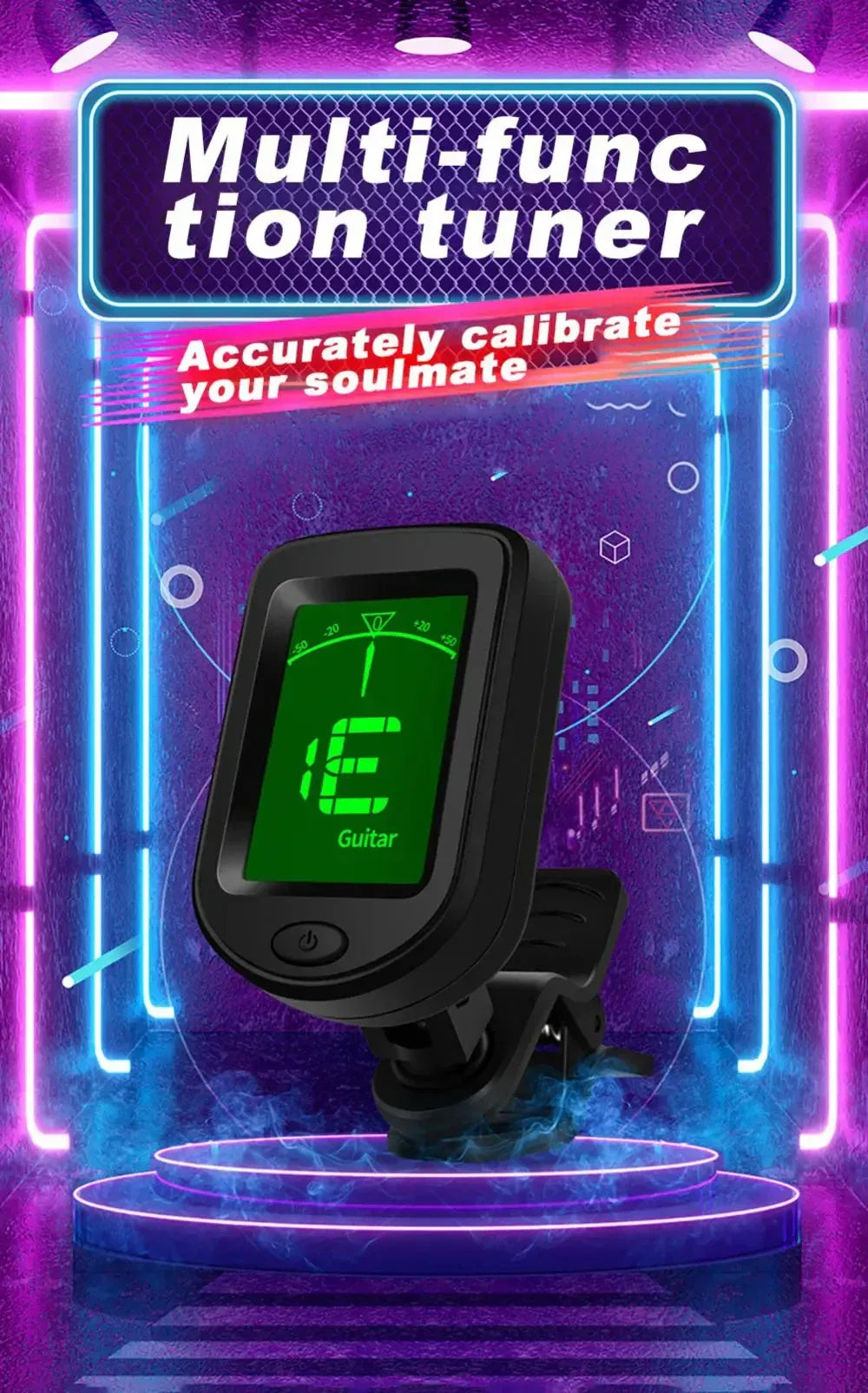NEW Rechargeable Guitar Tuner For All Instruments Clip on Electronic Tuner for Guitar Bass Ukulele Violin Mandolin Banjo