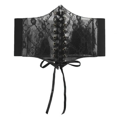 Fashion Women Waist Corset Flower Embroidery Elastic Waistband Black White Red Pink Wide Lace Slimming Body Belts Cummerbunds