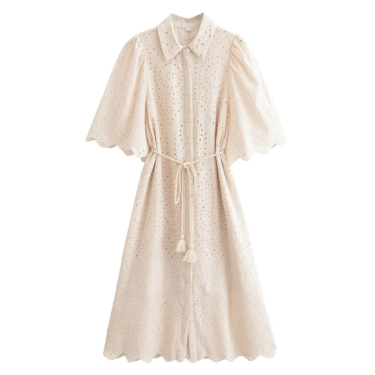 Women's Dress 2025 Spring New Fashionable and Casual Style Hollow Embroidered Shirt Dress