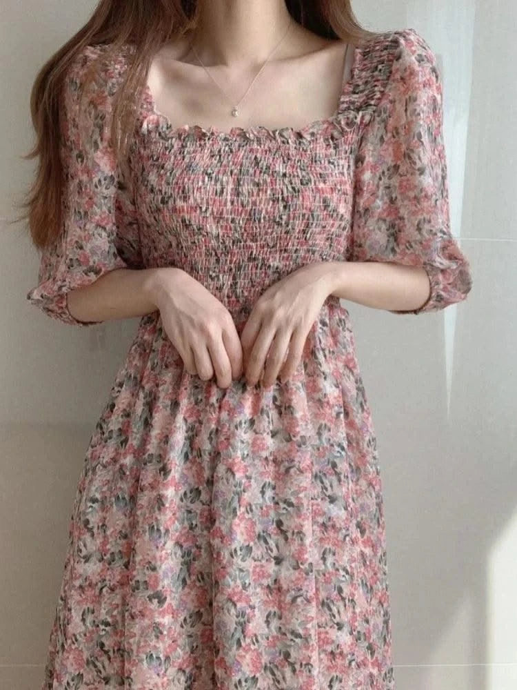 Female Dresses Pink Women's Dress Floral Graduation Formal Occasion Flower Birthday Elegant and Beautiful 2024 Fashion Summer X