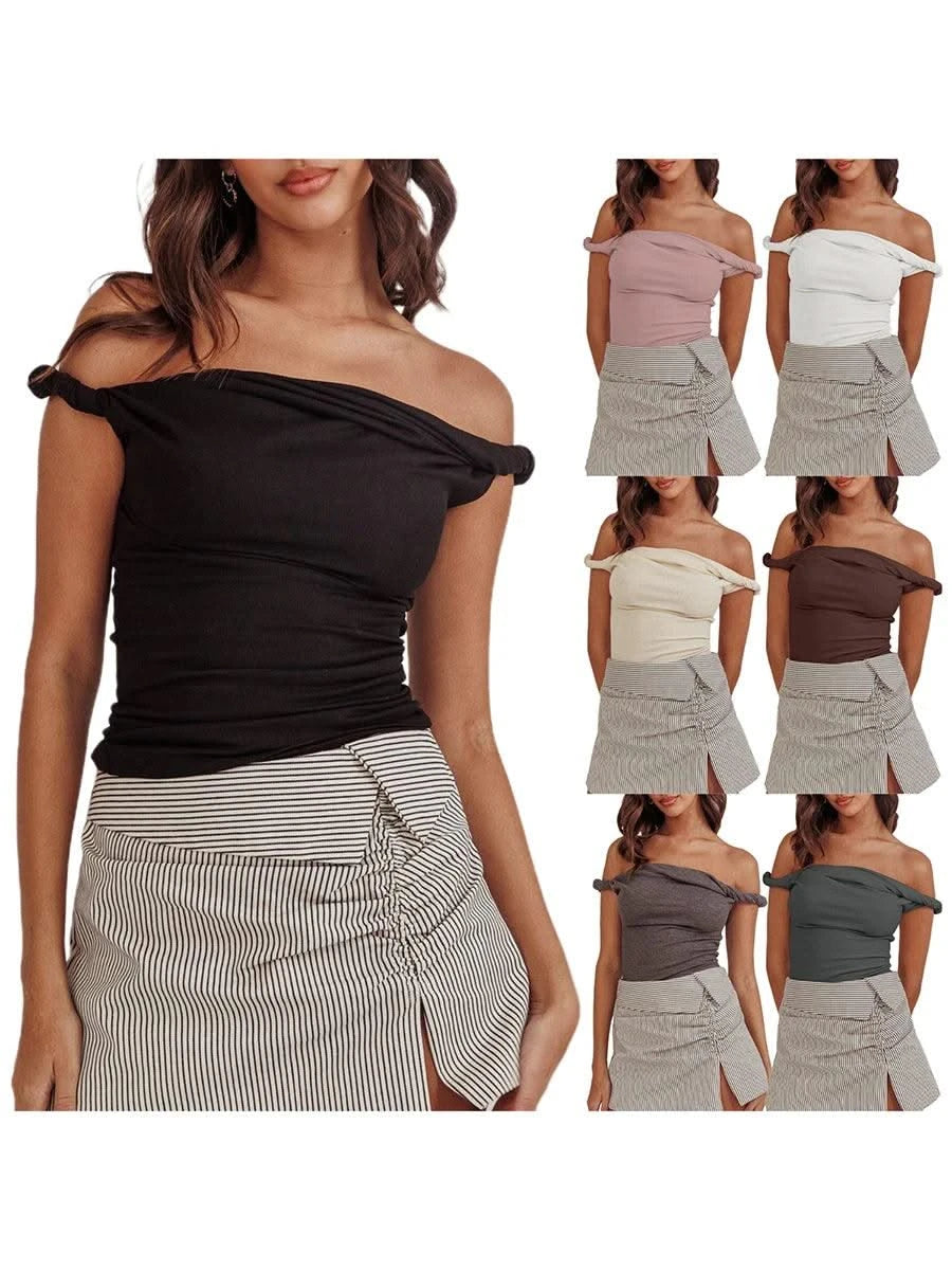 Women Twisted Off Shoulder Tank Tops