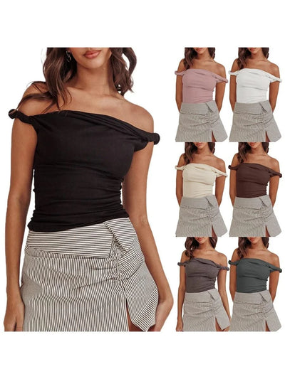 Women Twisted Off Shoulder Tank Tops
