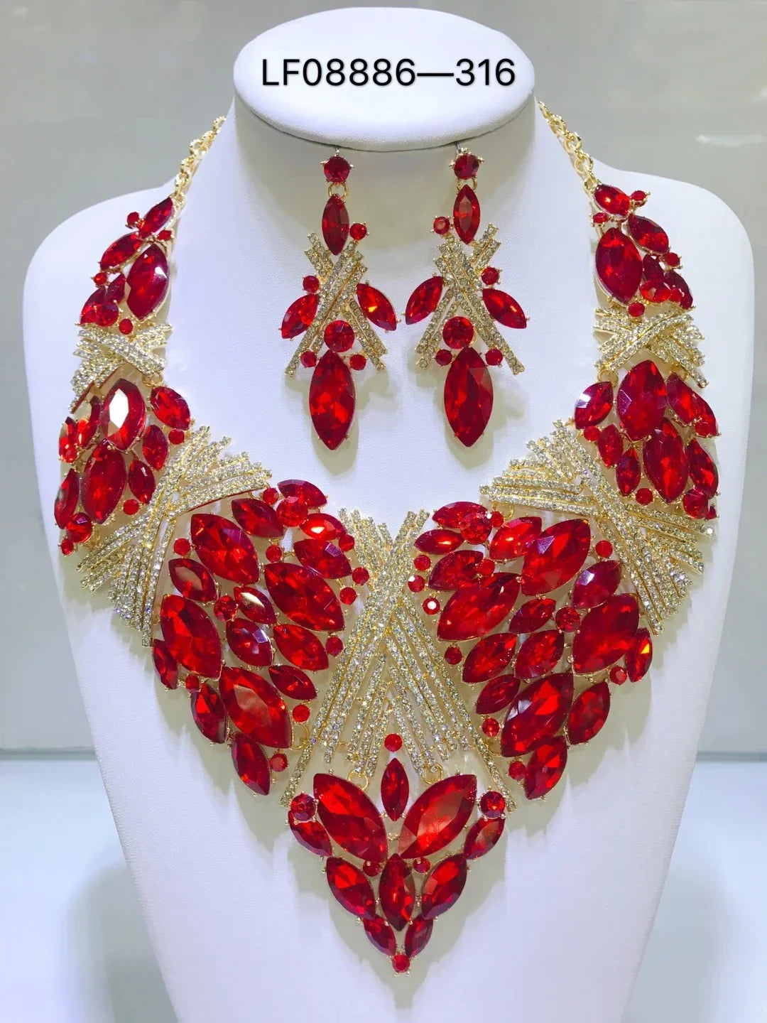 Women Luxury Necklaces Set Wedding Delicate Fashion Jewelery Set Crystal Rhinestone Earrings Jewelry Sets