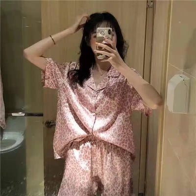New Women Sleepwear Cartoon Pajamas Female Short  Pants Short Sleeved Summer Spring Loungewear Fashion Home Clothing Homewear