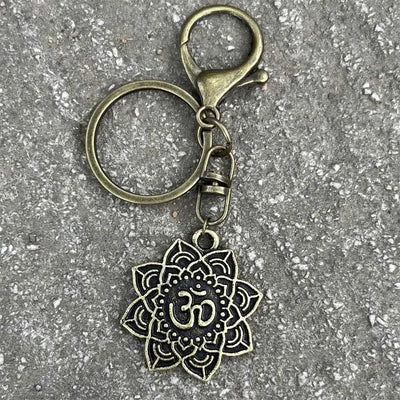 Nostalgia Mandala Yoga Keychain For Women Lotus Key Holder Accessories Buddhism Jewelry