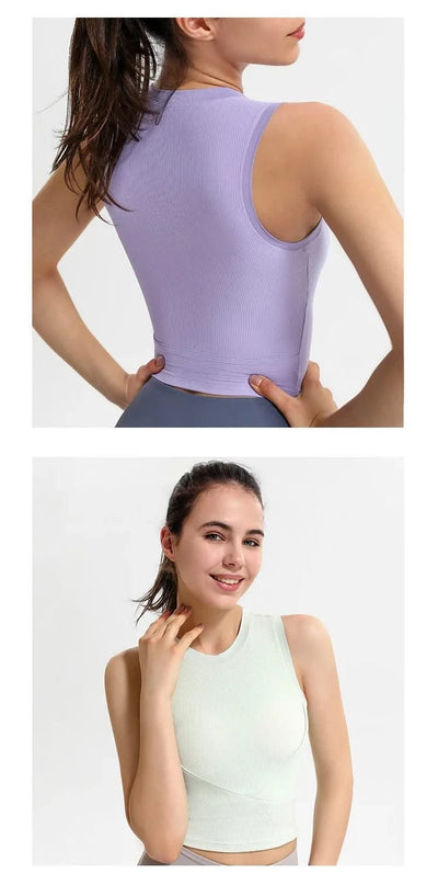 Women's Racerback Sports Bras with Padded - Summer Sleeveless Yoga Top Fitness Workout Running Shirt Breathable Quick Dry Vest