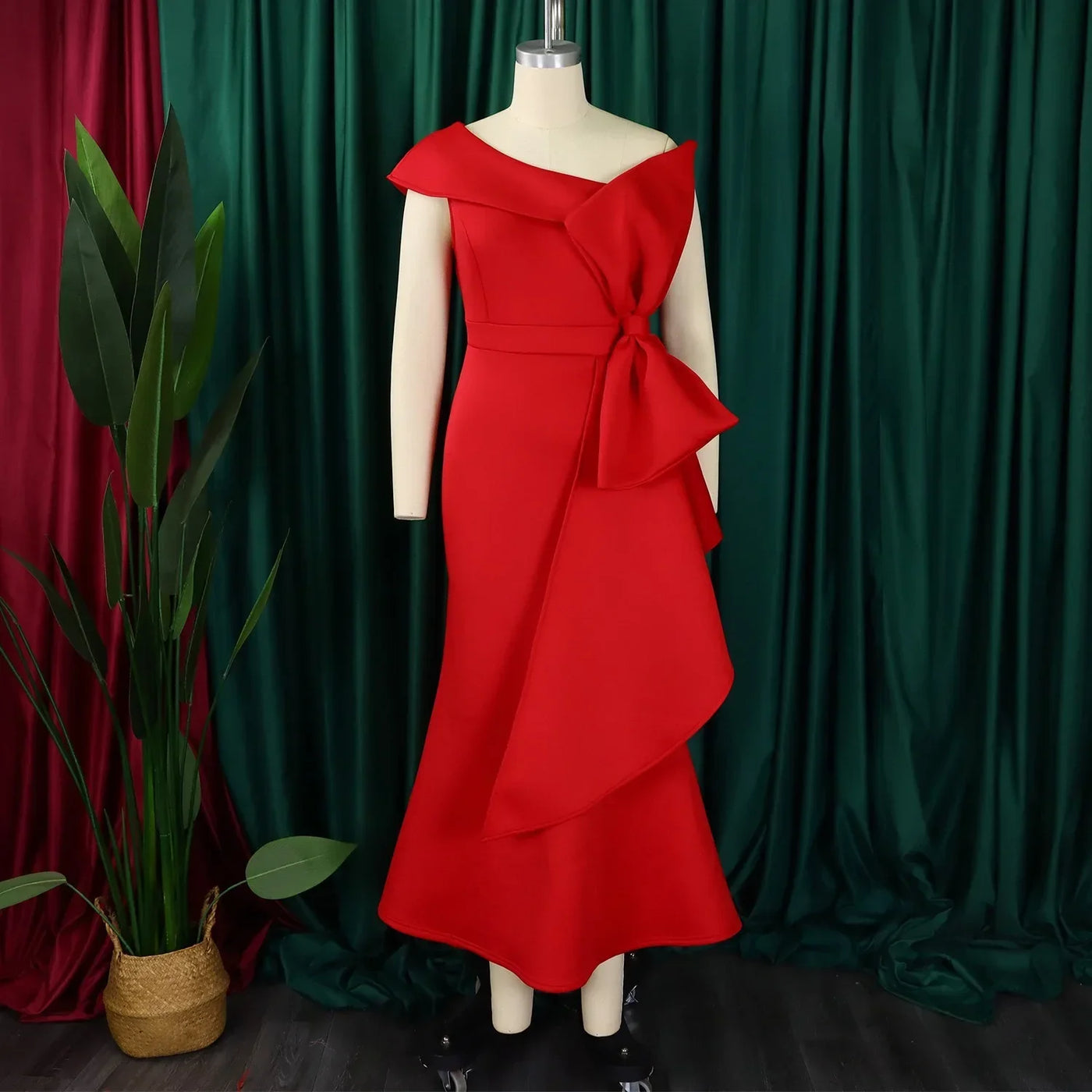 Elegant Dresses for Women 2024 New One Shoulder Ruffles Mermaid Floor Length Luxury Female Birthday Party Dinner Vestidos Mujer