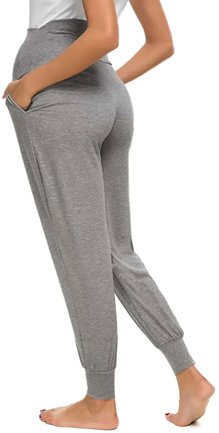 Spring Maternity Women's Casual Pants Premama Solid High Waist Strechy Lounge Trousers For Pregnant Women Joggers With Pockets
