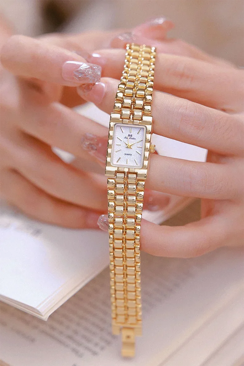 Luxury Ladies' Watch Retro Elegant Gold Silver Small Square Watch High Quality Watchchain Gift Watches For Women