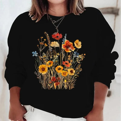 Women's Sweatshirts Wildflowers Boho Vintage Flower Design Hooded