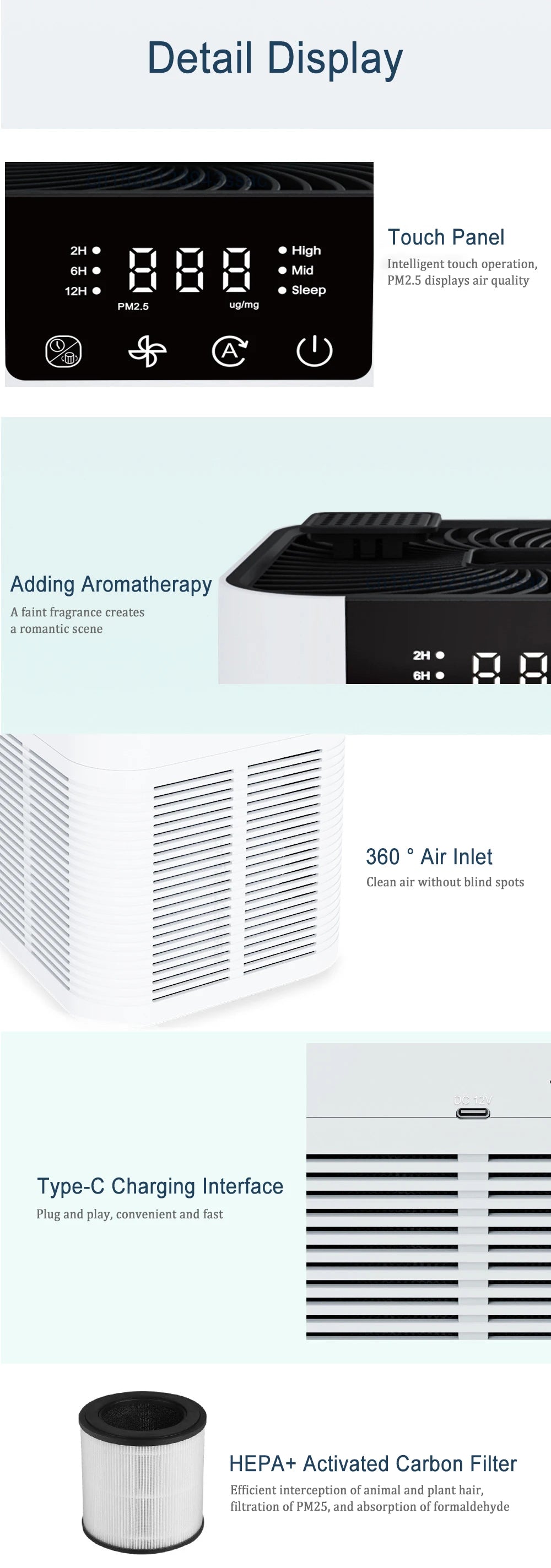 Air Purifier for Home Household Air Purifier Cleaner with Aromatherapy Ions Generator Odor Eliminator HEPA Smoke Air Freshener