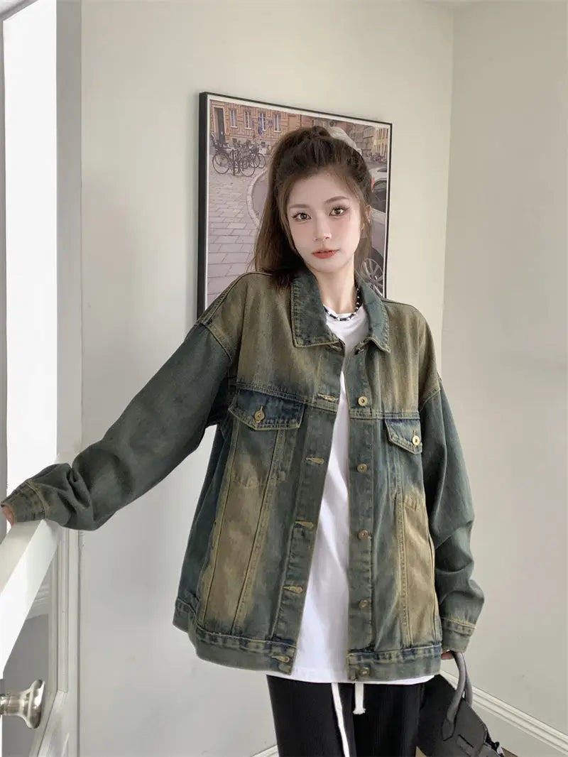 Women's Spring Autumn Cool Denim Coat Pants Two Piece Set Lady Casual Jacket Trousers Outfits 2025 New Punk Tops Jeans Suits