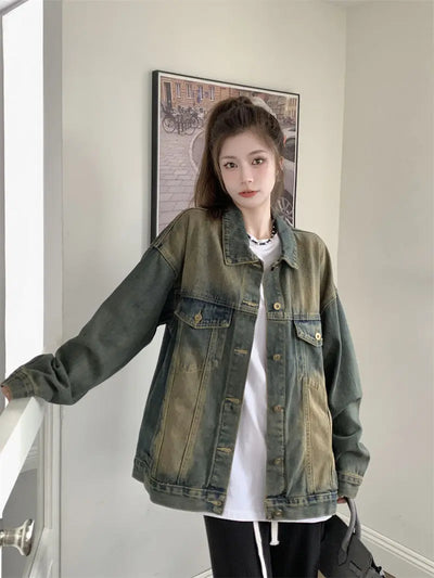 Women's Spring Autumn Cool Denim Coat Pants Two Piece Set Lady Casual Jacket Trousers Outfits 2025 New Punk Tops Jeans Suits