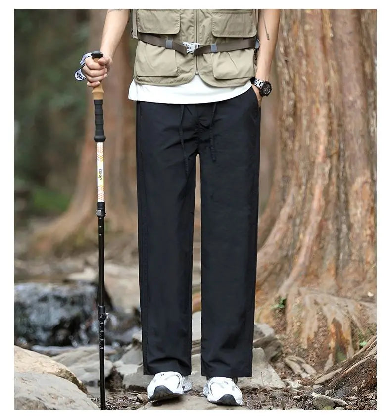 Men's Trousers 2025 Summe Fashion Thin Style Business Casual Pants Outdoor Stretch Breathable Straight Leg Loos Baggy Versatile
