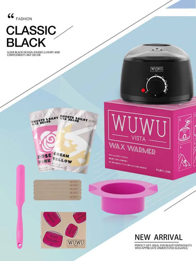Waxing Kit UK Plug(11 items) WUWUVISTA Hair Removal Wax Kit Wax Melt Warmer Waxing Beads Face/Brazilian/Full Body/Bikini